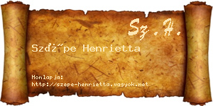 Szépe Henrietta névjegykártya